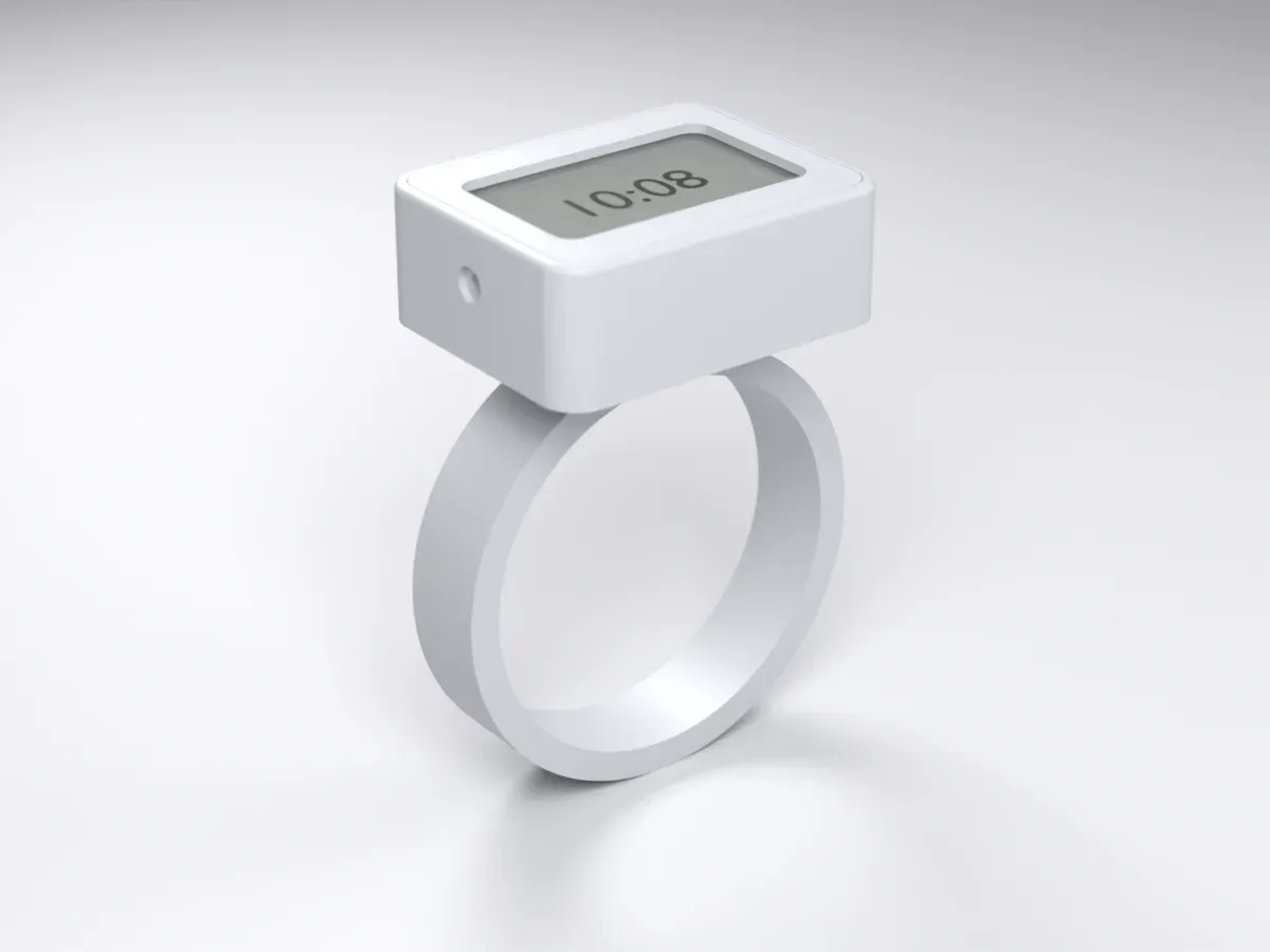 The early rectangular watch rendered in grey printed resin