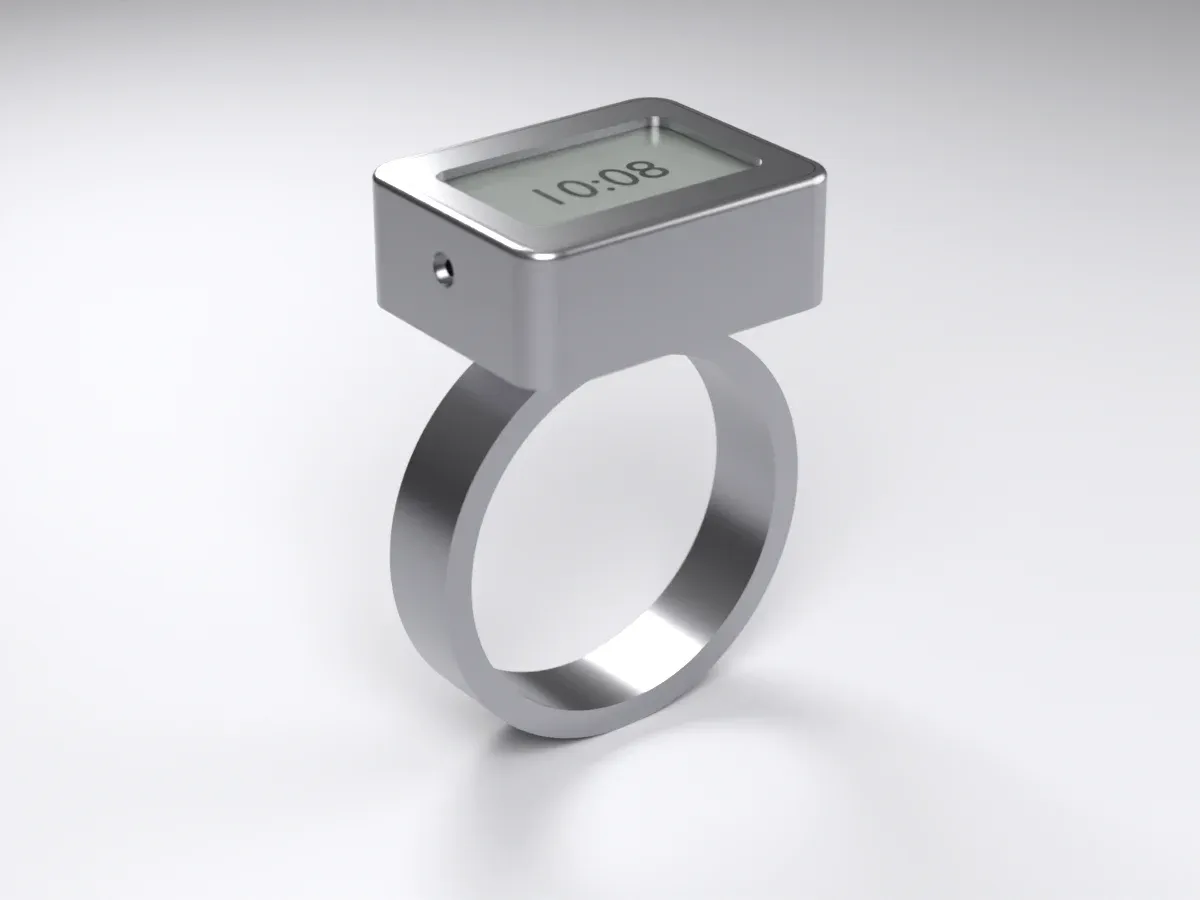 The early rectangular watch rendered in titanium